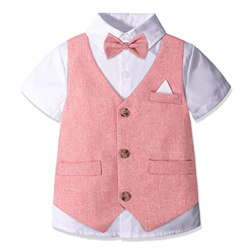 Image of Nwada Boys Suit Toddler Dress Clothes Shirt with Bow Tie, Dress Pants Sets Kids Gentleman Outfit suits