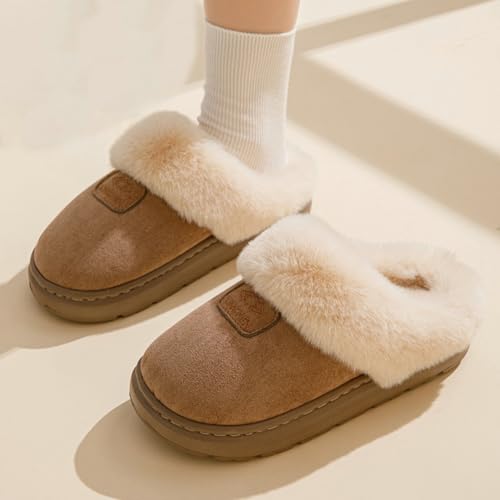 Caistre Cozy Slippers for Women Trendy Fuzzy House Shoes with Memory Foam Anti-Skid Sole Furry Winter Slipper Plush Cotton Shoes3