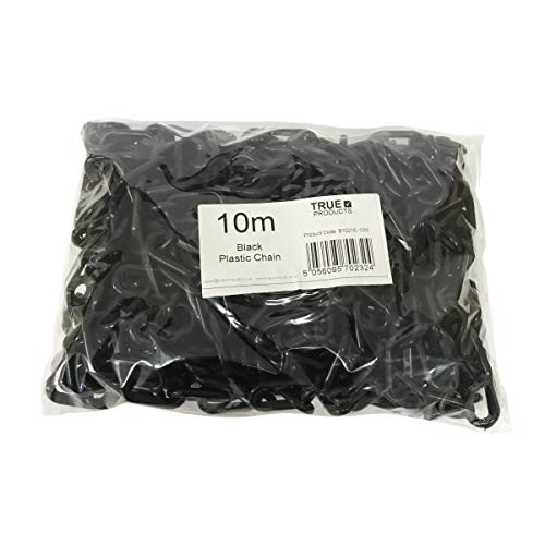 10m x 6mm Plastic Barrier Chain Link Safety Decorative Garden Fence - Black
