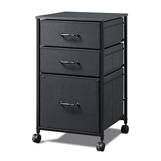 DEVAISE Mobile File Cabinet, Rolling Printer Stand with 3 Drawers, Fabric Vertical Filing Cabinet fits A4 or Letter Size for Home Office, Black