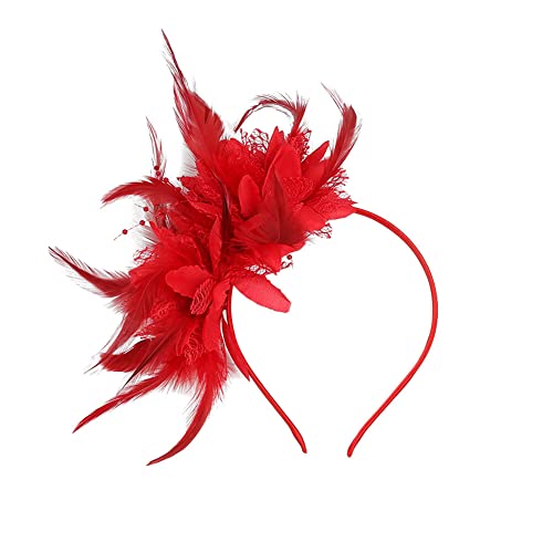 Bandeau Plume Anné 20, Bandeau Plume Rouge, Flapper Bandeau 1920s Serre-Tête Serre-Tête Vintage Classique Partie à Thème Bandeau pour Femme, Accessoires...
