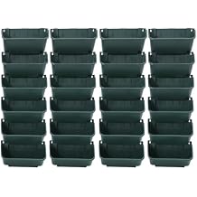 Vertical Wall Planter with 24 Plastic Pots, Wall-Mounted Garden Planter Stackable Wall Hanging Flower Pot Clasp Design with Grooves Drainage Holes for Indoor and Outdoor Army Green 24