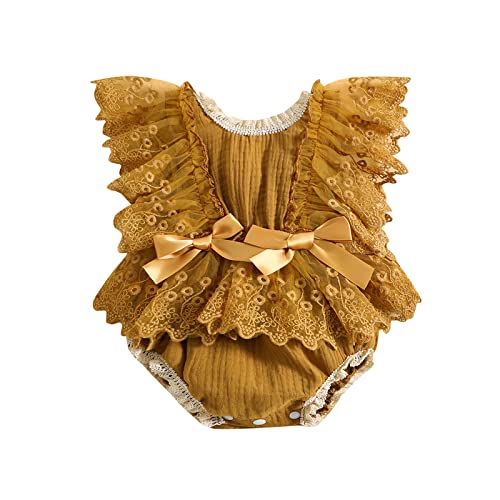Image of Kupretty Newborn Baby Girl Romper Dress Tulle Floral Embroidery Lace Tutu Photography Outfits Princess Party Clothes