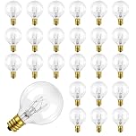 25 Pack G40 7 Watt Incandescent Replacement Bulbs, E12 Outdoor String Lights Bulbs, Warm White 2200K, IP44 Water Resistance, G40 Globe Bulb for Indoor Outdoor String Lights, Wedding, Party Decoration