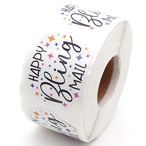 Muminglong 500 PCS Happy Bling Mail Sticker,Thank You Stickers, Small Business Packaging Sticker 1.5 Inch