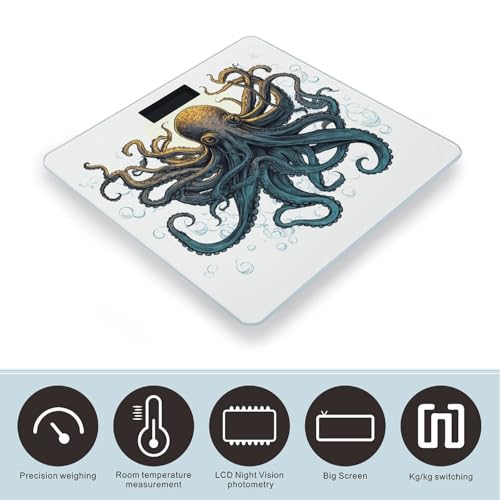 Báscula digital Sun Ocean Octopus de vidrio templado miniatura 3