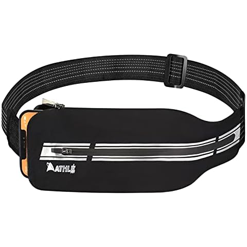 Athle Sport Reflective Running Belt Waist Pack - Running Phone Belt with Phone and Storage Pouch, Adjustable Slim Stretch Walking Belt - for Running, Jogging, Dog Walking, Biking and More Cover