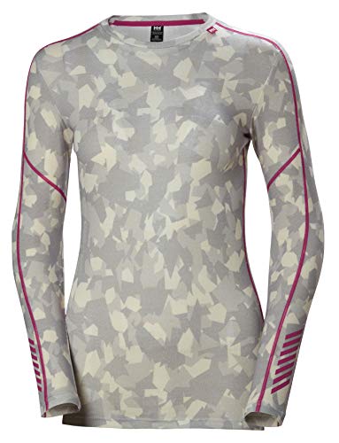 Helly Hansen Women's HH LIFA Merino Wool Graphic Print 2-Layer Crewneck Thermal Baselayer Top, 944 Winter Camo, X-Large