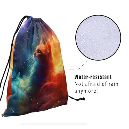 Image of Nerxy Galaxy Cat Gymnastics Grip Bag - Kitten Grip Bags for Gymnastics Mini Gym Bag Stars Drawstring Storage Pouch Adjustable