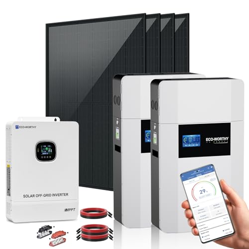 ECO-WORTHY 10000W Output Off Grid Solar System Complete Kit: 1PC 10KW 120V/240V Output Split Phase Inverter + 2PCS 51.2V 100Ah Wall-Mount Indoor LiFePO4 Lithium Battery + 4PCS 590W Solar Panel