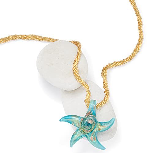 Ross-Simons Italian Turquoise Murano Glass Starfish Necklace With 18kt Gold Over Sterling4