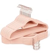 Sishynio Velvet Hangers 30 Pack with Rose Gold Hooks, Non-Slip, Space Saving & Heavy Duty Slim Fl...