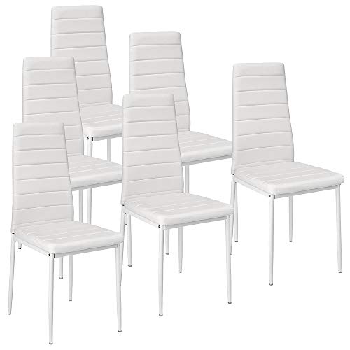 Lot de 6 Chaises de Salle à Manger,SGS Tested, chaises de Salle a Manger, Siege Rembourre Epais, Chaises pour Salle a Manger, Chaises de Salle a Manger Moderne,6PC (Blanc)