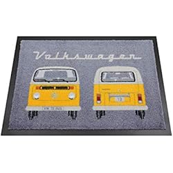 BRISA VW Collection - Alfombra para pies/Felpudo para Puerta con Motivo de T2 Camper Bus (Frontal del Bus/Naranja)