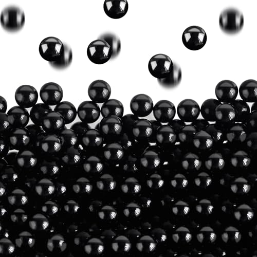 6000pcs 4mm Black Pearls for Dresser Cabinets, Loose Beads No Hole Polished Abs Pearls for Vase Fillers, Table Scatter, Birthday Parties, Christmas, Bathrooms, Home Decor