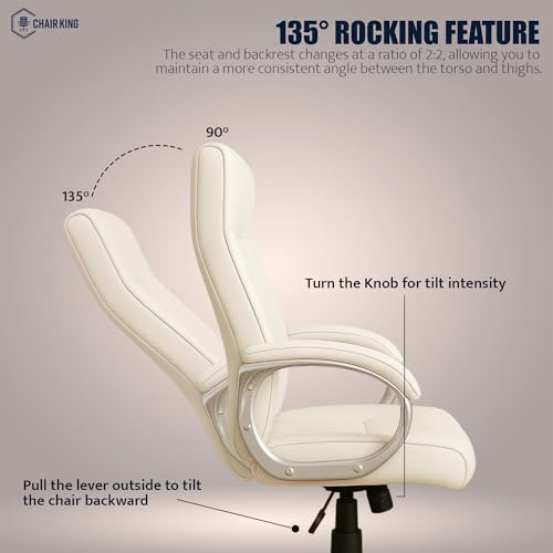 Image of Prestige Premium Leatherette Executive Chair | High Back Ergonomic Office Chair for Work from Home & Office | Height Adjustable, 360 Swivel, 135 Tilt, Chrome Base (1 Pc)
