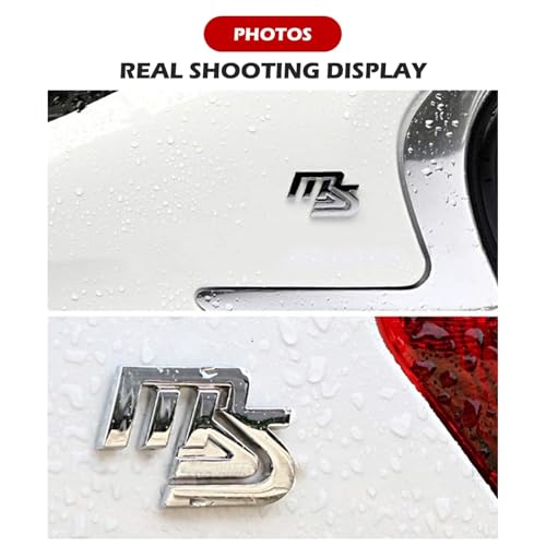 Image of MS Rear Trunk Mazzda Speed Emblem Decor Badge Decal Compatible with Full Range of Mazzda 3 6 CX MX Miata, etc (M-S Chrome)