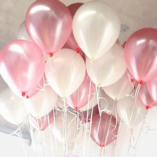 Image of Party Propz Pink And White Balloons For Decoration - 50 Pcs Pink and White Balloons for Birthday | Balloon Decorations for Birthday | Balloon Decoration Kit (Latex)