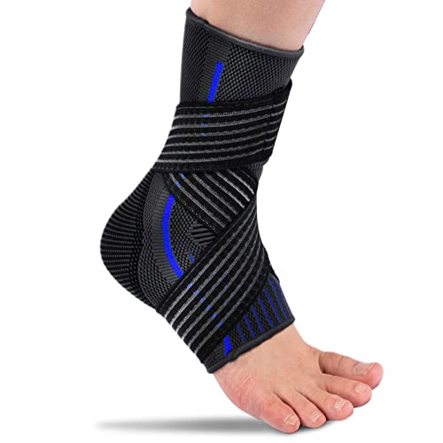 Ankle Brace for Women and Men, Ankle Support Brace with Adjustable Wrap, Ankle Brace for Sprained Ankle, for Heel Pain, Volleyball, Basketball, Running, Joint Pain Relief, Injury Recovery (1 Pack, Blue, S)