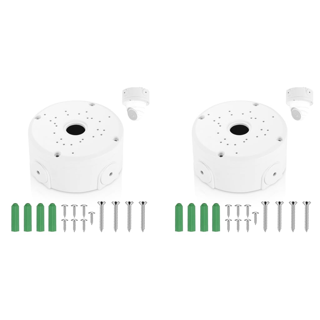 ZORBES® Waterproof Bullet Security Camera Mount Bracket with Metal Enclosure White ABS Junction Box Hides Cables for Outdoor CCTV Easy Install Fits IP POE Cams 3.94x1.89 In 2PCS-image-32