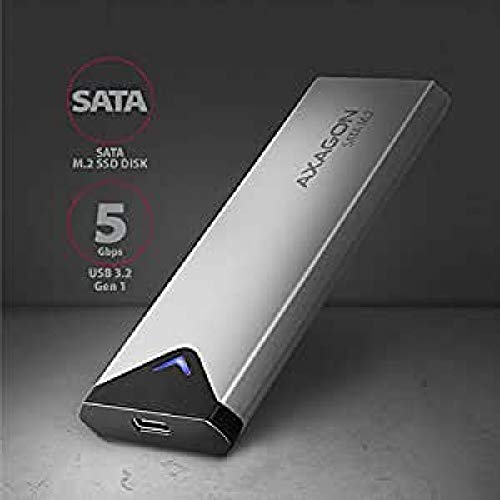 AXAGON EEM2-U3C USB-C 3.1 - SATA M.2 Box. Externe SuperSpeed USB-C Box en métal pour disques durs SSD M.2 SATA de 42 à 80 mm Cover