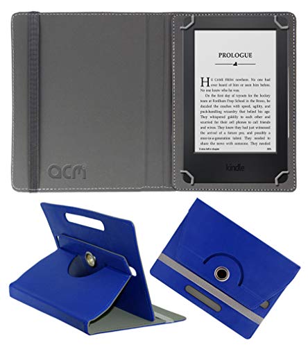 Image of Acm Rotating Leather Flip Case Compatible with Kindle 6 inch E-Reader Tablet Cover Stand Dark Blue