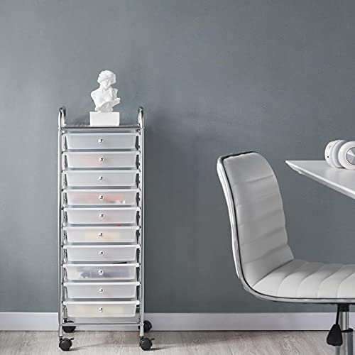 Yaheetech Badkamerrek rolwagen rolcontainer met 10 stapelbare laden en metalen frame badrolwagen met legvlakken, 32 × 36… - Image 3