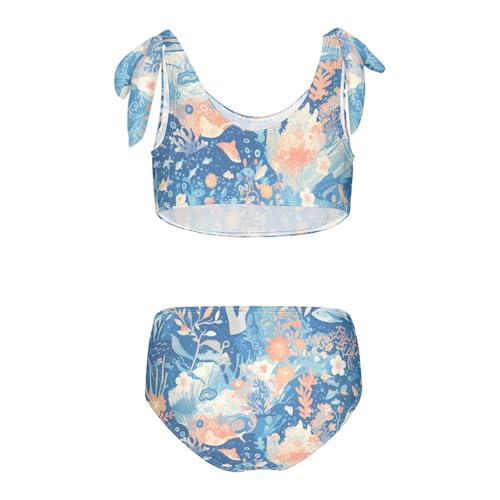 KLL Marine Chart Underwater Graphic Cartoon Girls 2 Piece Bikini Sets Beach Swimsuit Swimming Suits Cute Shoulder Strap2