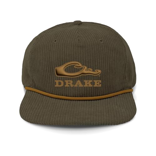 Drake Waterfowl Mens Drake X Lost Hat Goat Rope Corduroy Cap Outdoor Sports Hunting Flat Visor Snap-Back Hat - One Size Mud Brown