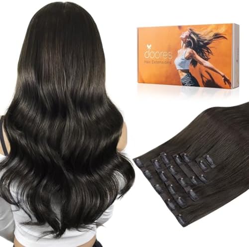 DOORES Clip in Hair Extensions Human Hair, Fast 5 Minutes Installation