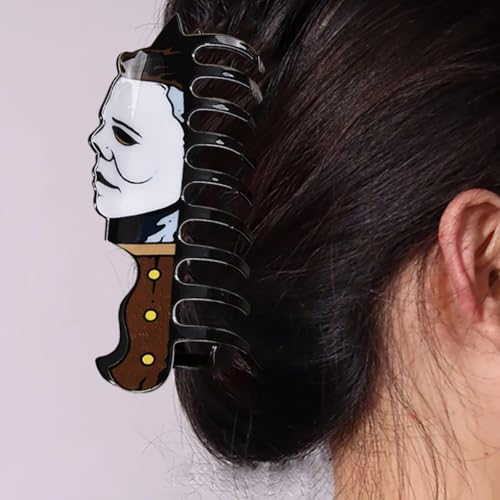 Generic 1 Pcs Halloween Hair Clips Exquisite Acrylic Gothic Black White Design Claw Clips Cartoon Horror Hair Accessories Claw Clips Cosplay Party Halloween Decorations For Women Decorations Tips thumb #2