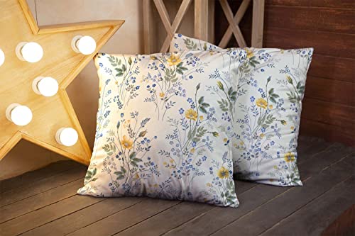 Roolays Decorative Throw Square Pillow Case Cover 18X18Inch,Cotton Cushion Covers Floral Pattern Roses On White Both Sides Printing Invisible Zipper Home Sofa Decor 2-Pack Pillowcase,Orange Peach #TOP1
