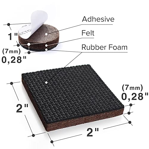Non Slip Furniture Pads X-Protector 48 Pcs - 32 Pcs 1” Round + 16 Pcs 2" Square Furniture Grippers! Rubber Feet Hardwood Floor Protectors For Furniture Legs - Couch Stoppers - Keep Furniture In Place! #TOP5