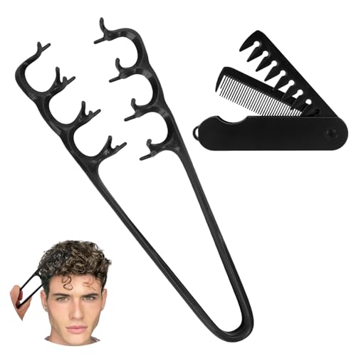 2 Pezzi Pettine Texture Uomo, Pettine Volumizzante Denti Larghi Capelli per Onde, Pettines Quad per Capelli Ricci Mossi, a Pinza Easy Style Texturizzante, Texture Comb Men