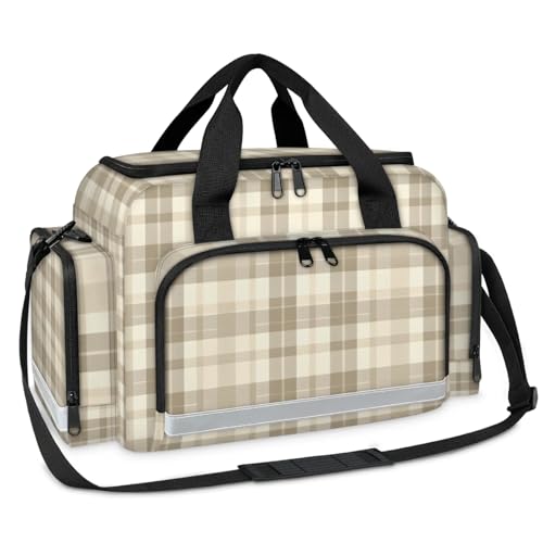 GzLeyigou First Aid Bags Empty, Scottish Plaid Emergency Bag First Aid Kit Multiple Compartment Kit Carrier On Call Trauma Bag For Paramedics Emergency Medical Supplies Kit