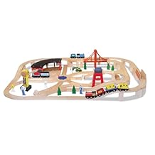 Melissa & Doug Deluxe Wooden Railway Train Set 130+ pcs