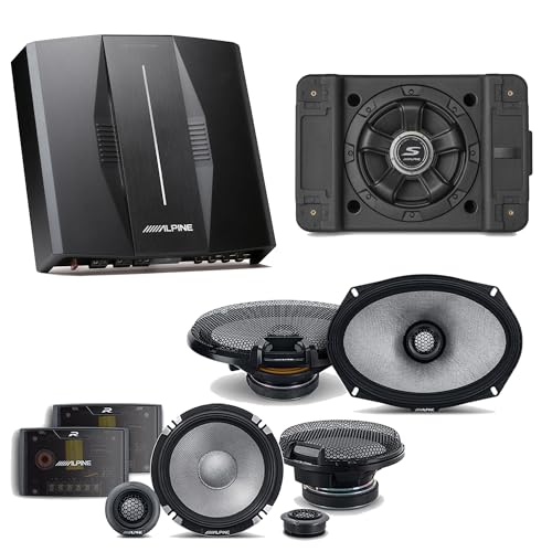 Alpine PXE-C80-88 OPTIM8 8-Channel Hi-Res Digital Sound Processor Amplifier w/SS-SB12 Subwoofer, R2-S652 & R2-S69 Bundle