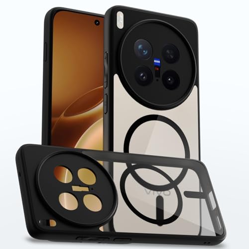 Image of Amazon Basics Back Cover for Vivo X300 Pro 5G Compatible with Mag-Safe | Shockproof Design | Hard Transparent Back Case (Black Mag-Safe)