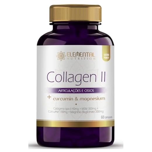 Colageno tipo 2 + Cúrcuma + Magnésio Bisglicinato + MSM (Metilsulfonilmetano) 60 capsulas - Elemental