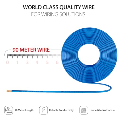 Image of KEI BANFIRE- HFFR 1.5 sqmm 1 Core 99.97% Pure Copper Conductor Heat Resistant Flame Retardant Low Smoke & Halogen - Lead Less House Wire for Domestic & Industrial Electrical Wiring (Blue,90 Meters)