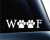 Keen Woof Text Paw Prints Dog Symbol Decal Funny Car Truck Sticker Window | 7 X 2 In