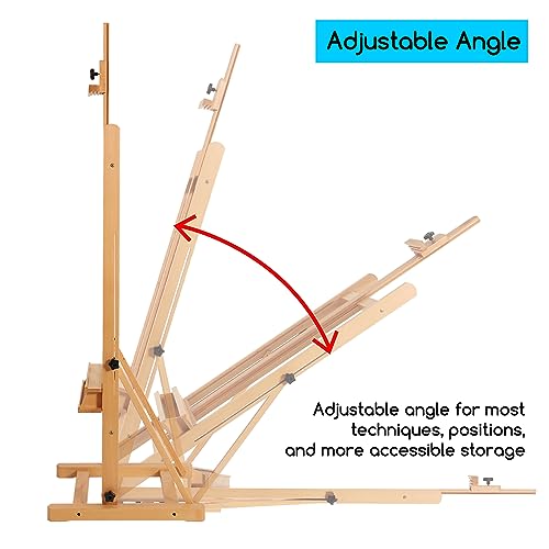 MEEDEN Studio H-Frame Easel with Storage Tray, Solid Beech Wood Artist Painting Easel, Best Wooden Floor Easel, Holds Canvas Art up to 48" - Image 4