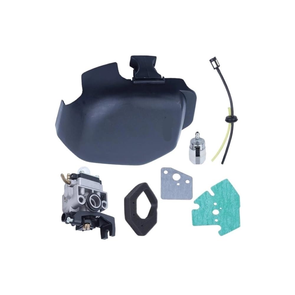 Carburador compatible con GX25, GX25NT, HHT25S, kit de juntas de línea de carcasa de filtro de aire y combustible, carcasa de filtro de aire de carburador