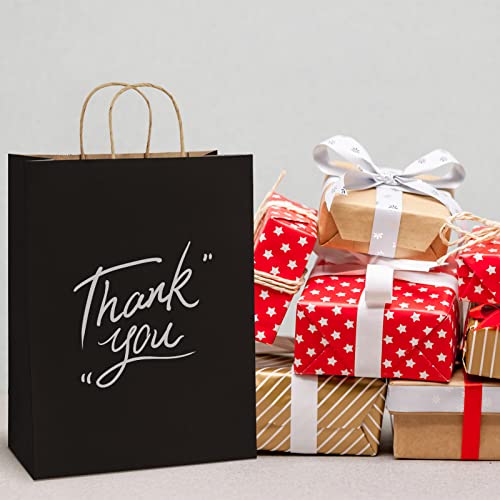 BagDream 13x7x17 Gift Bags 50ct Paper Party Favor Gift Bags, Shopping Retail Merchandise Bags, Recycled Black Kraft Paper Bags with Handles Bulk