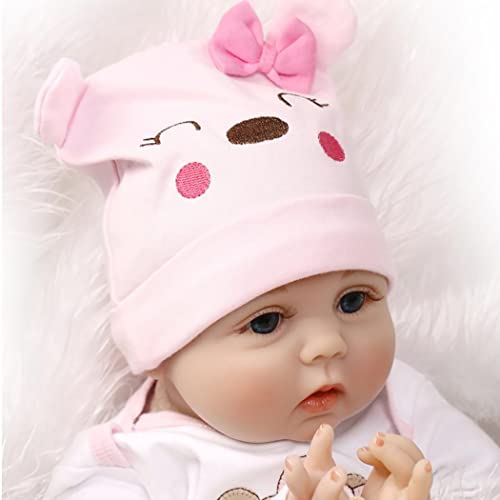 Cakunmik Reborn Baby Dolls Mädchen 22 Zoll mit offenen Augen, realistische weiche Silikon-Neugeborenen-Babypuppe, echtes… – Bild 8