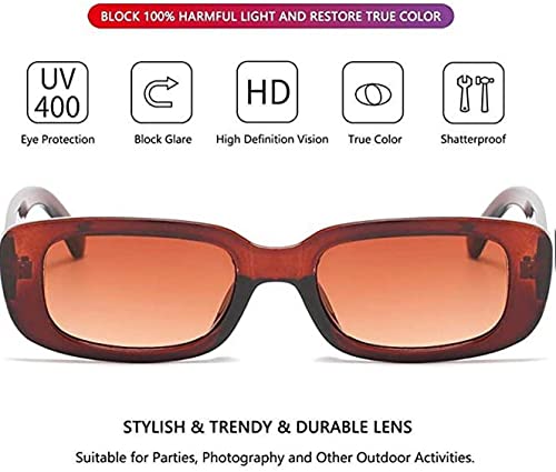 Image of Rectangle Sunglasses for Women Retro Driving Glasses 90's Vintage Fashion Narrow Square Frame UV400 Protection