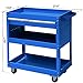 3-Tier Tool Cart Rolling Mechanic Service Cart on Wheels with Drawer, 330lbs Capacity Utility Cart, Big Rolling Tool Storage Cart and Tool Organizer for Garage Warehouse Workshop and Room (Blue)