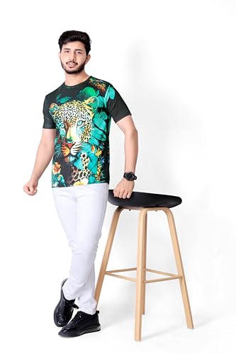 Image of Vintage Animal T Shirt for Men 3D Fierce Leopard Print T Shirt /Summer Short Sleeve Holiday T-Shirts Loose Clothing O-Neck Pullover /Cheetah Printed Attractive T Shirt