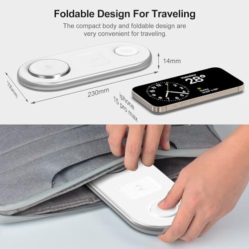 Image of 3 in 1 Charging Station for Apple - Faster Mag-Safe Charger Stand for iPhone - Magnetic Wireless Charger Station for iPhone 17 /16 /15 /14 /13 /12 Series, Apple Watch Series, AirPods Pro (White)