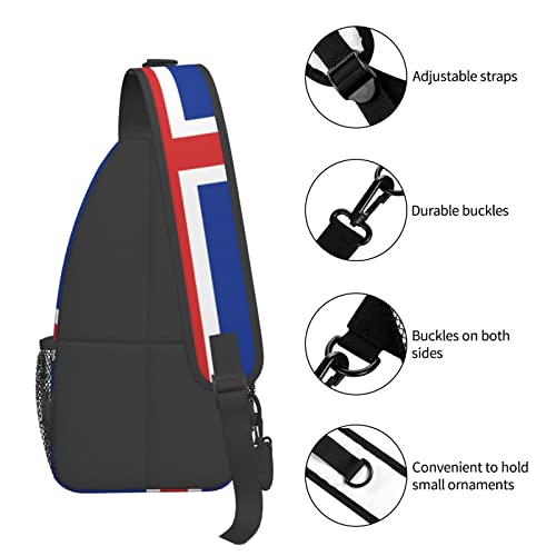 Mochila bandolera unisex con bandera de Islandia negra miniatura 6